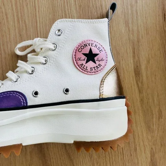 ⭐Converse Run Star Hike Hi Platform 7.5 Mens Shoes Beige Purple Sneaker A09796C⭐